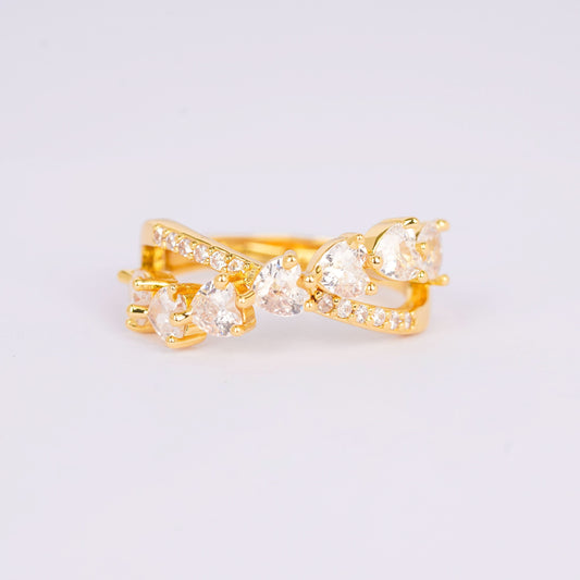 Eternal Heart Tiara Ring – crown-style tiara arch ring with heart detailing in 18K gold plated finish for women-4
