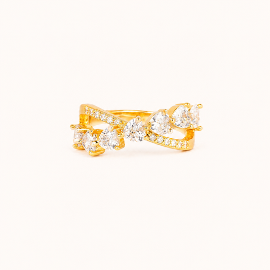 Eternal Heart Tiara Ring – crown-style tiara arch ring with heart detailing in 18K gold plated finish for women