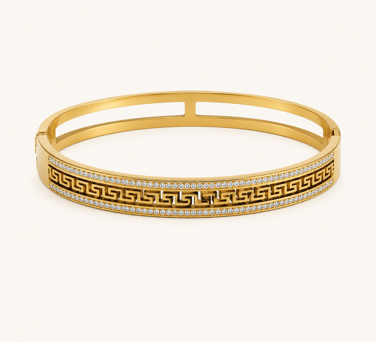 Eternal Luxe Meander Bracelet – Greek key meander pattern structured gold plated bracelet for women-2