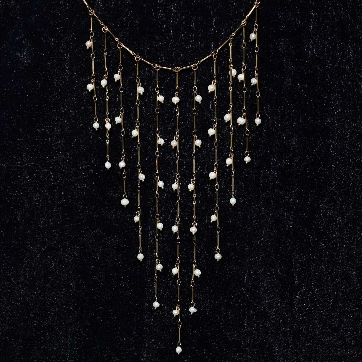 Ethereal Pearl Waterfall Necklace – cascading freshwater pearl waterfall strand necklace for women-2