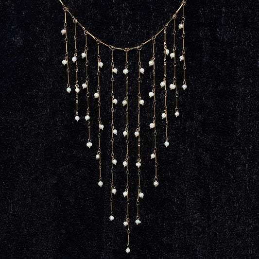Ethereal Pearl Waterfall Necklace – cascading freshwater pearl waterfall strand necklace for women-2