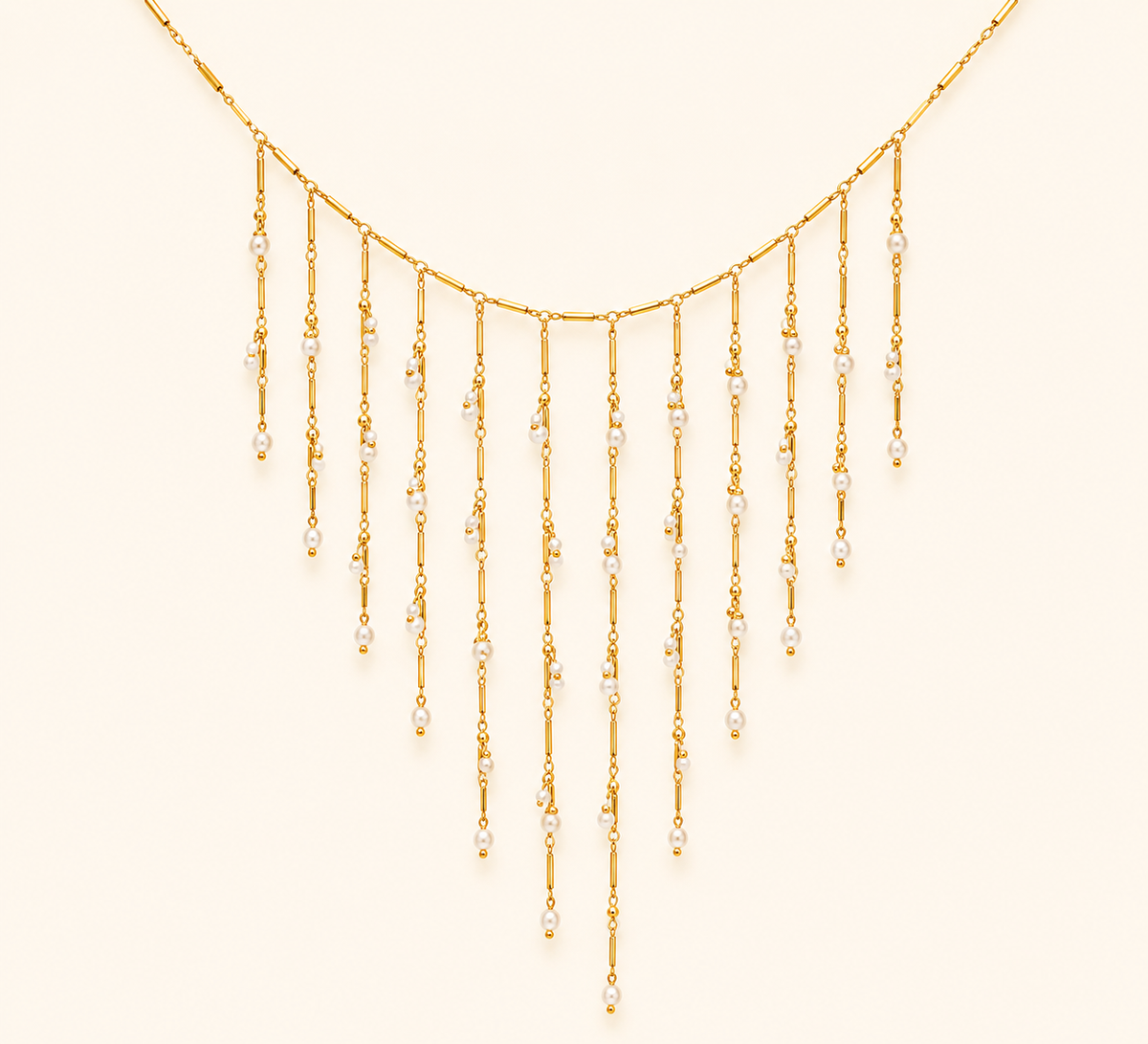Ethereal Pearl Waterfall Necklace – cascading freshwater pearl waterfall strand necklace for women