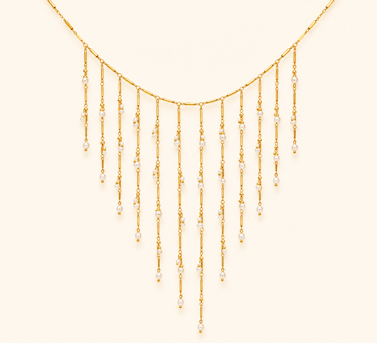 Ethereal Pearl Waterfall Necklace – cascading freshwater pearl waterfall strand necklace for women
