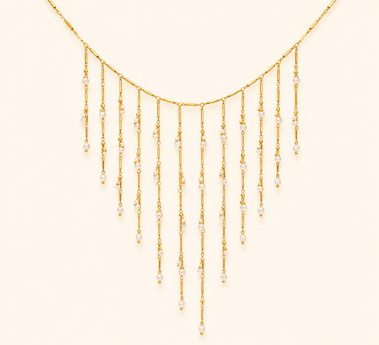 Ethereal Pearl Waterfall Necklace – cascading freshwater pearl waterfall strand necklace for women