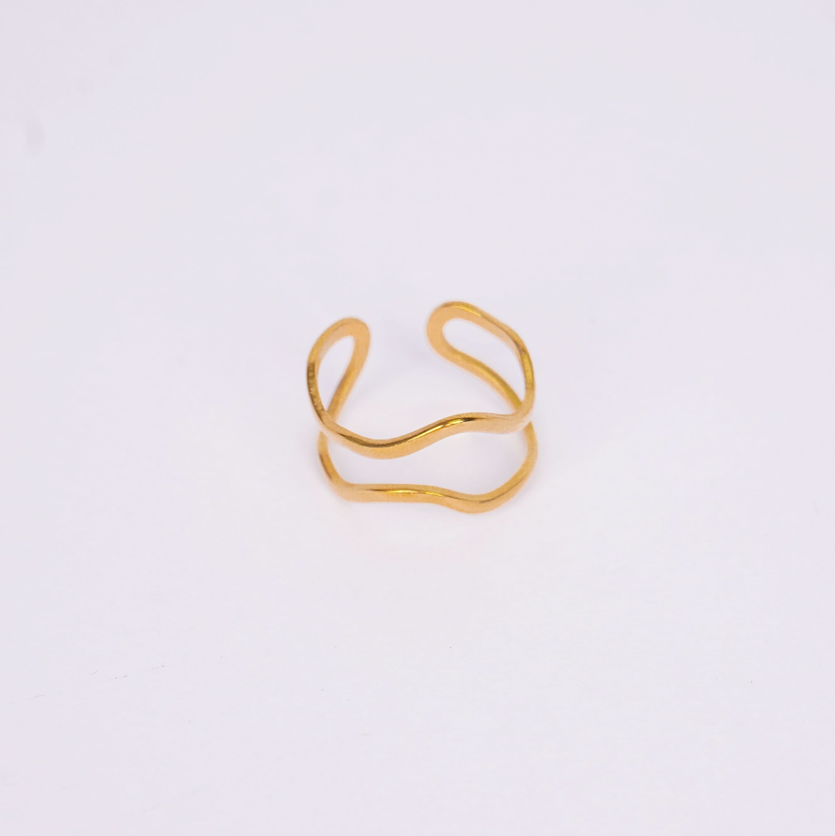 Ethereal Wave Ring – fluid wave-shaped gold plated band ring for women-2