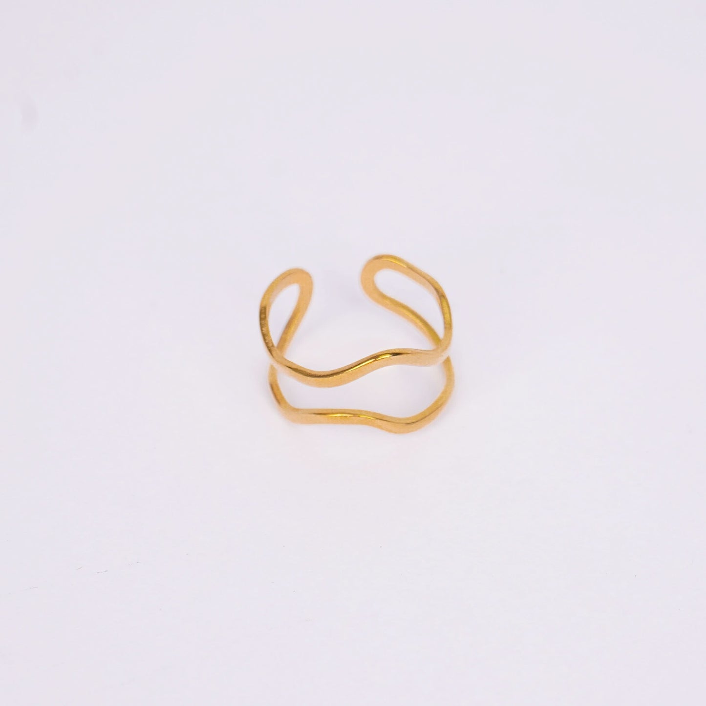 Ethereal Wave Ring – fluid wave-shaped gold plated band ring for women-2