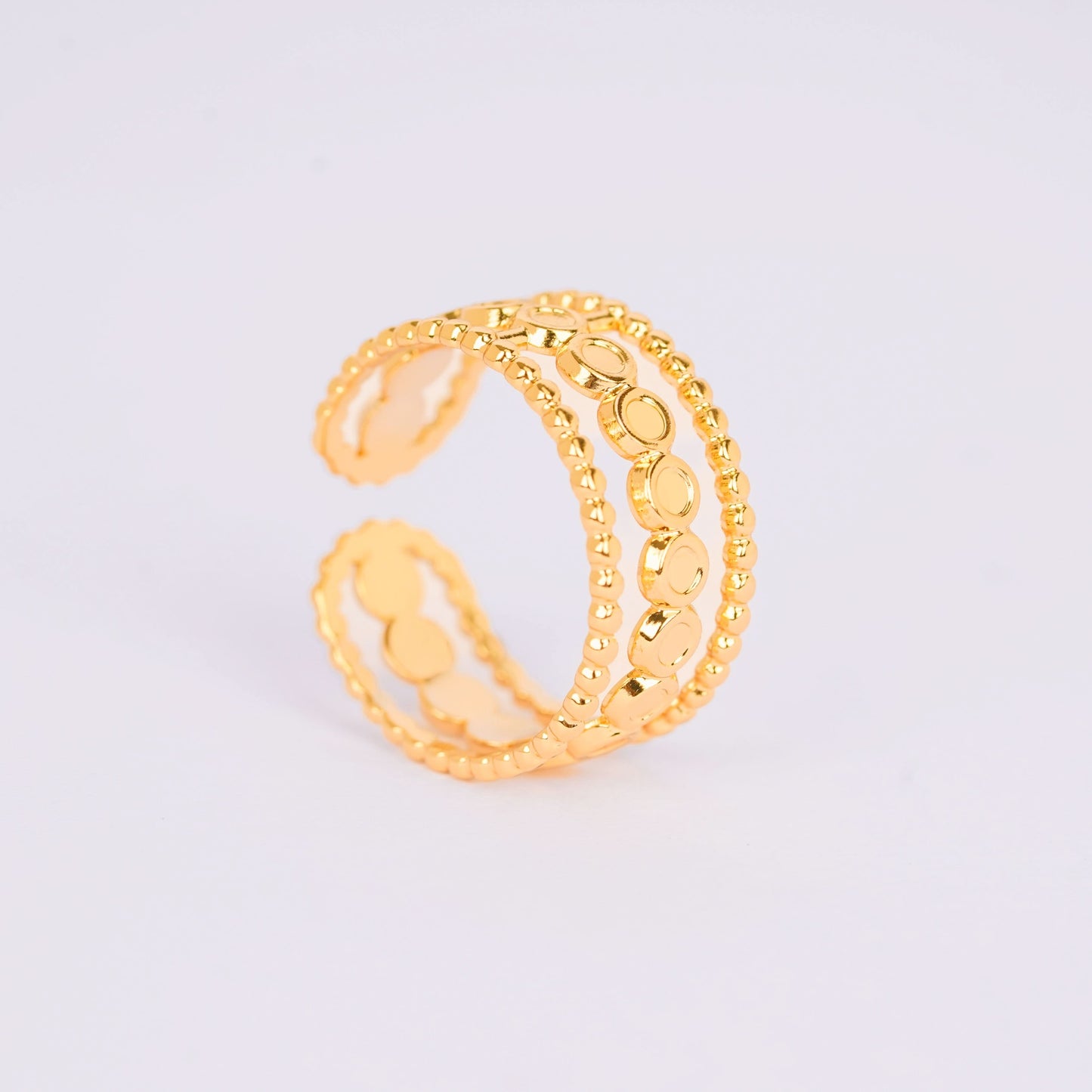 Evil Eye Diamond Plaque Medallion Ring – diamond-shaped evil eye motif ring with triple-split adjustable band, gold tone-3
