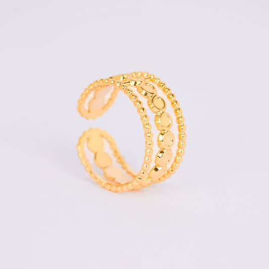 Evil Eye Diamond Plaque Medallion Ring – diamond-shaped evil eye motif ring with triple-split adjustable band, gold tone-3