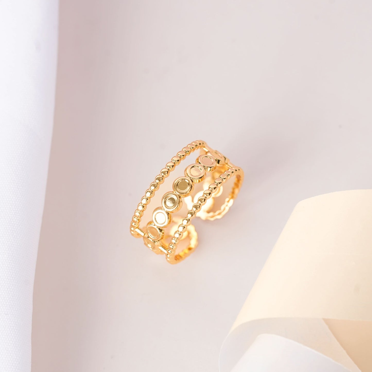 Evil Eye Diamond Plaque Medallion Ring – diamond-shaped evil eye motif ring with triple-split adjustable band, gold tone-7