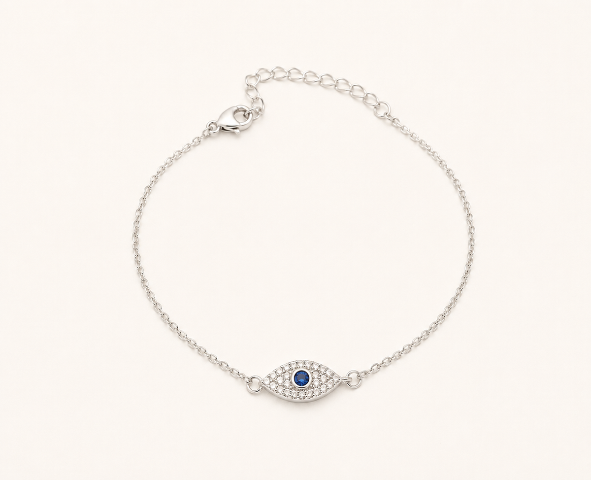Evil Eye Sparkle Charm Bracelet – gold plated evil eye charm bracelet with crystal sparkle for women-2
