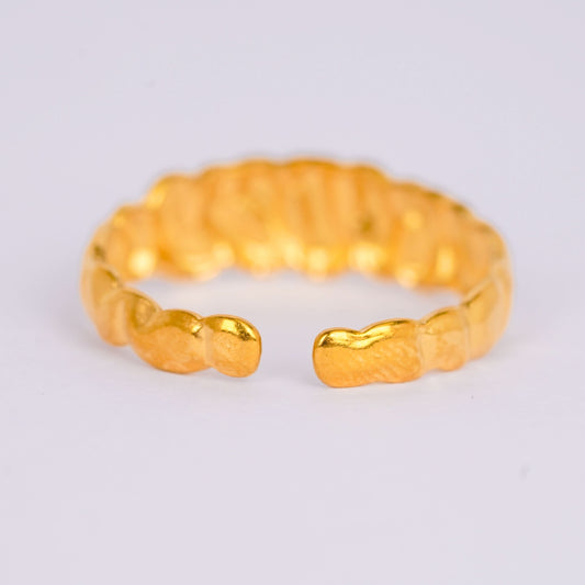 Fibonacci Ridge Ring – Fibonacci-sequence ridged texture band ring in 18K gold plated finish-3