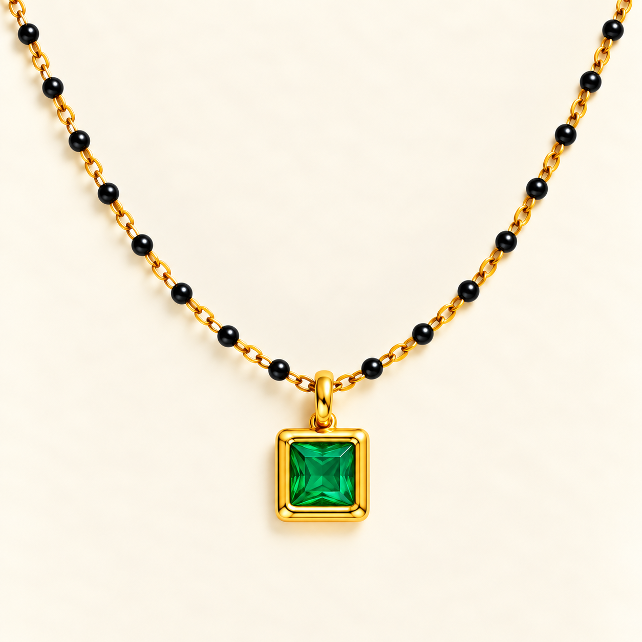 Emerald Solitaire Mangalsutra