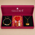 Evil Eye Rakhi With Emerald Rectangle Pendant Chain And Classic Gold Ring