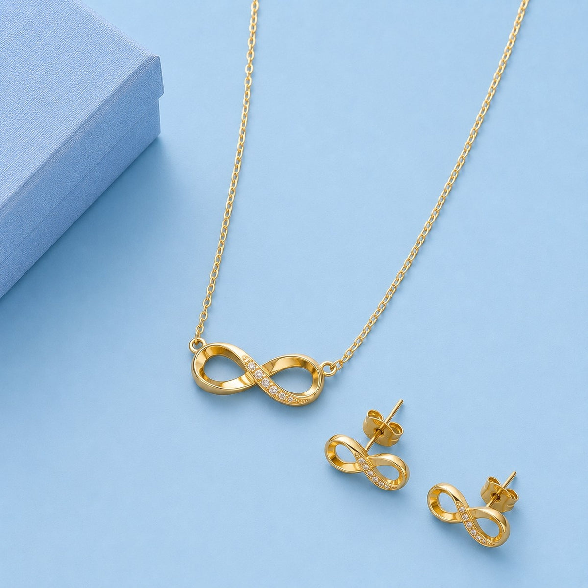 Infinity shaped Necklace & hoops