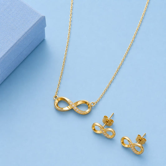 Rakhi Gift Hamper Infinity shaped Necklace & hoops