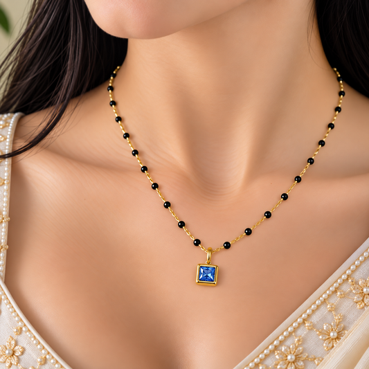Sapphire Blue Solitaire Mangalsutra