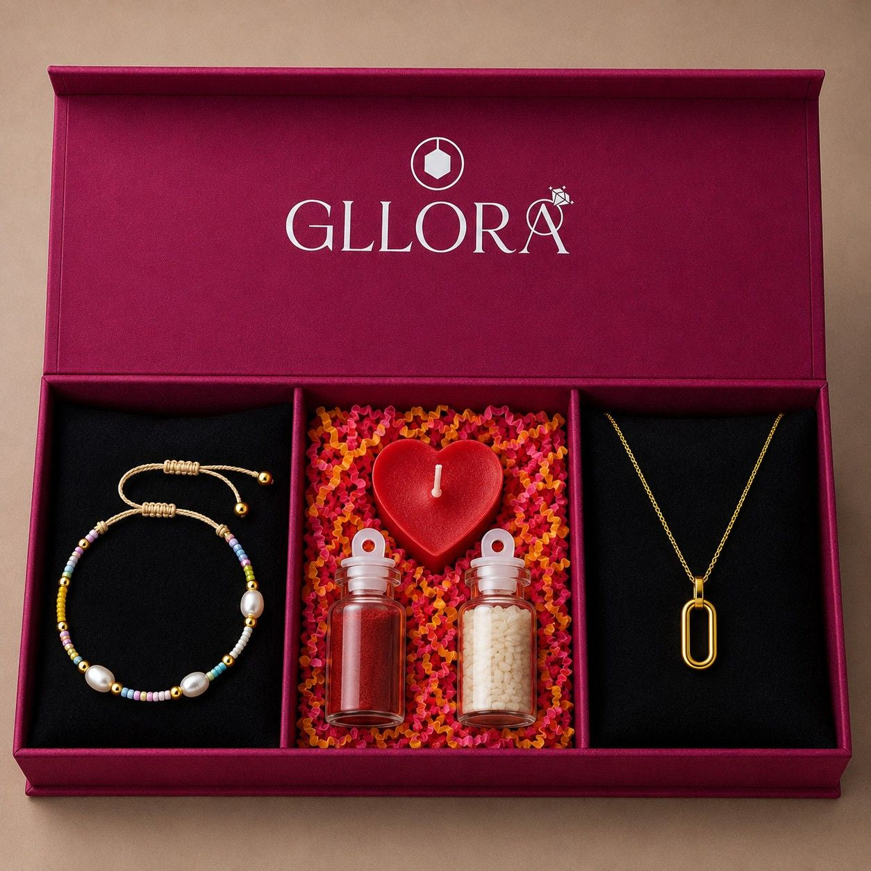 Pearl Rakhi With Oval Pendant Chain