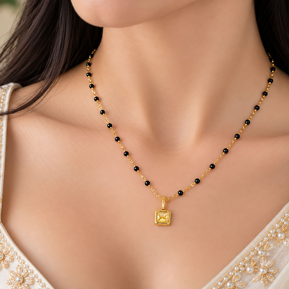 Champagne Solitaire Mangalsutra
