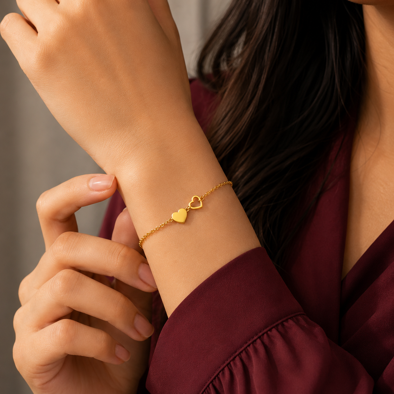 Heart Charm Minimal Bracelet