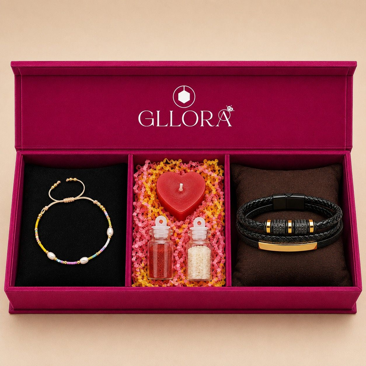 Pearl Rakhi With Leather Alt Bracelet