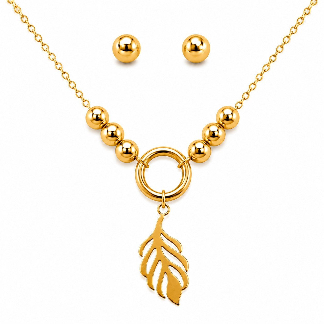 urelia Leaf Pendant Jewellery Set