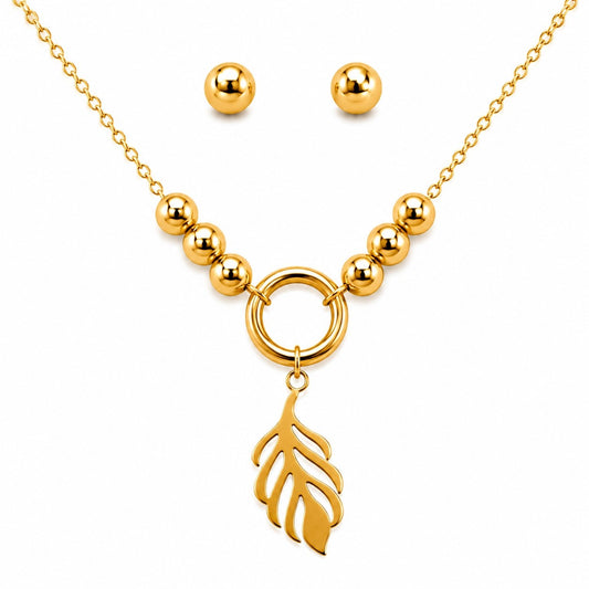urelia Leaf Pendant Jewellery Set