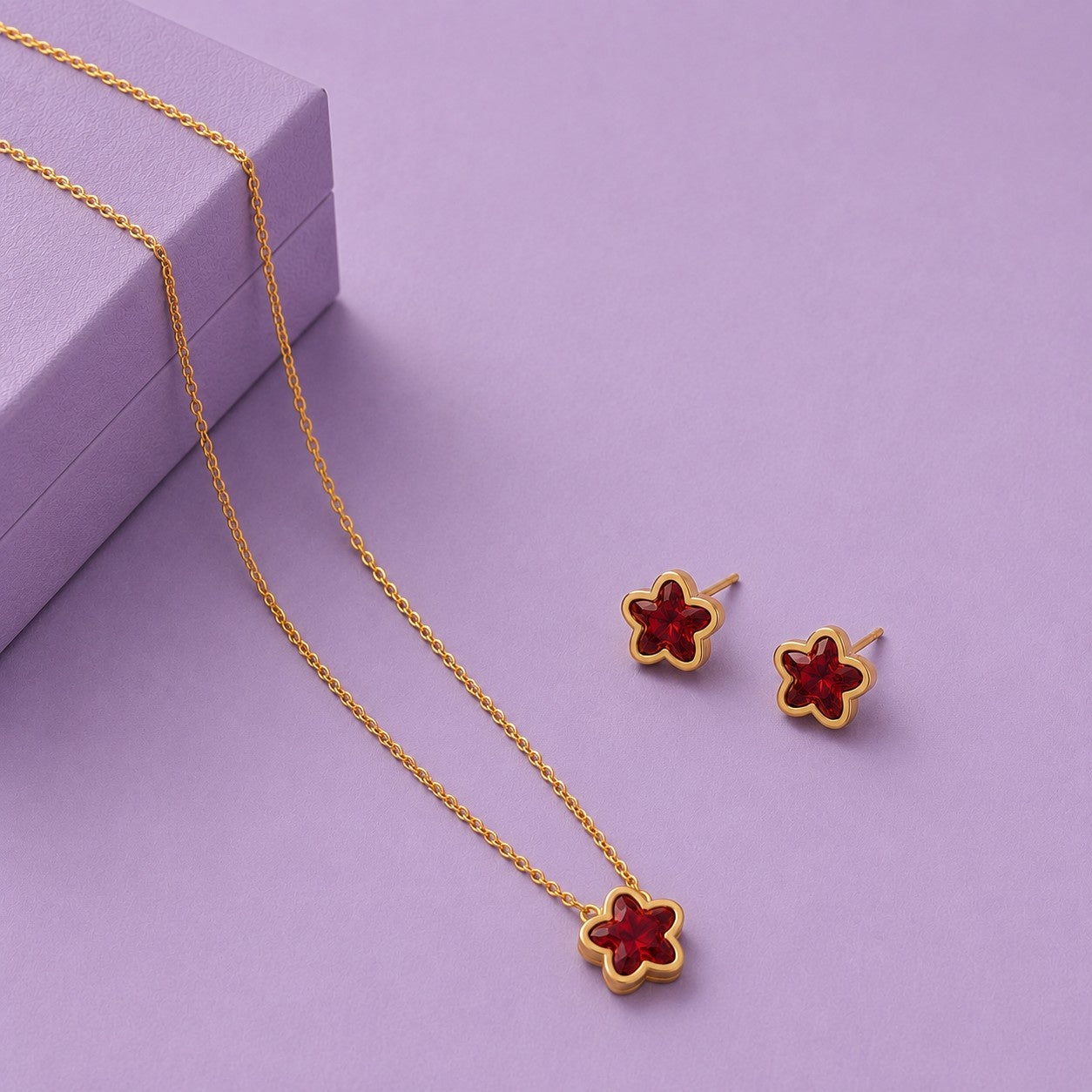 Crimson Nova Star Jewellery Set
