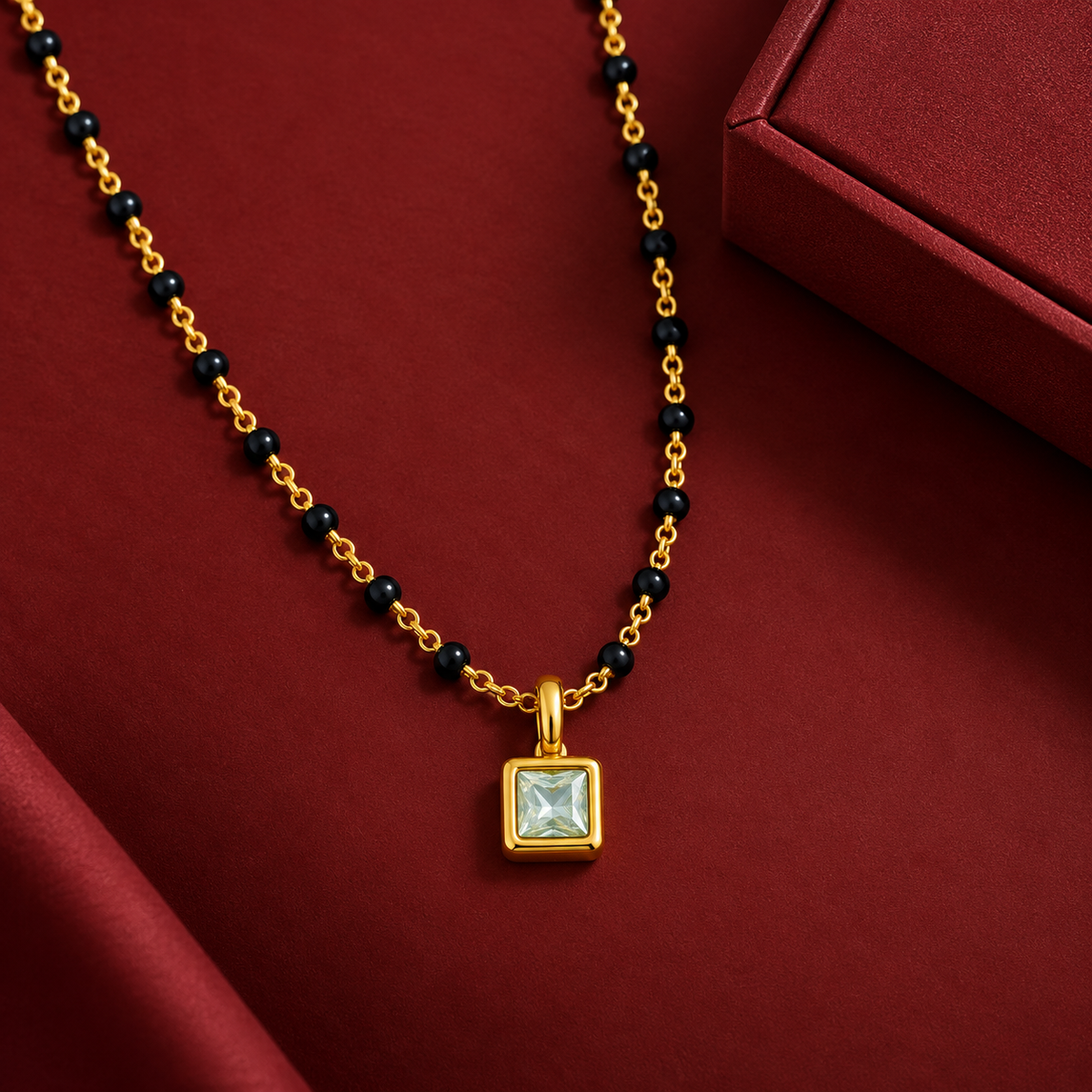 Aquamarine Solitaire Mangalsutra