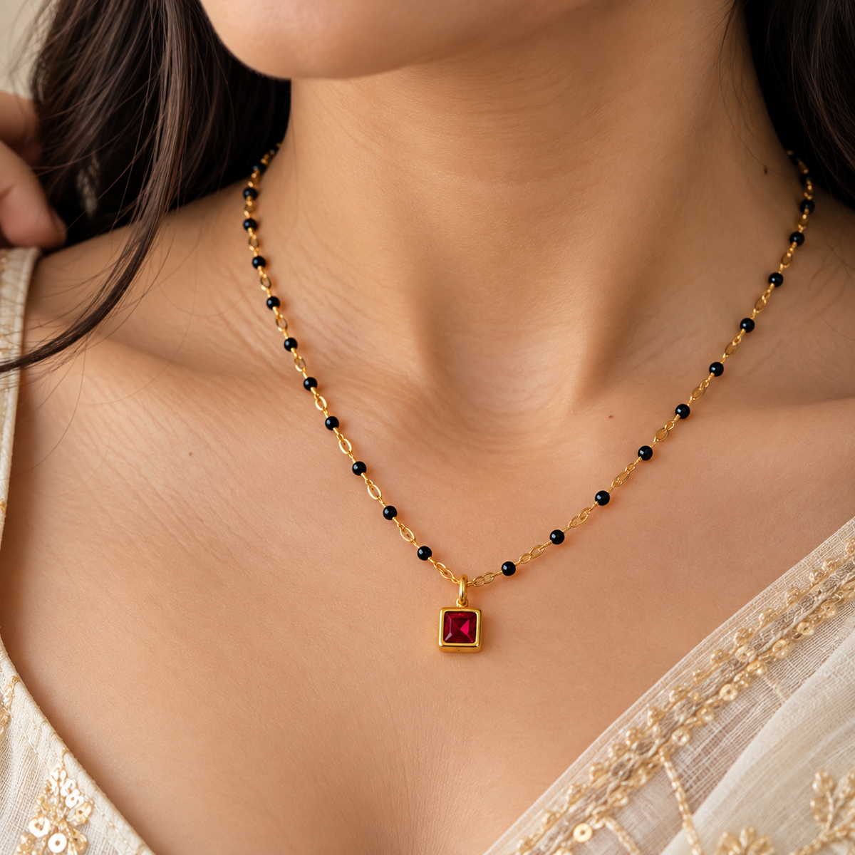 Ruby Solitaire Mangalsutra