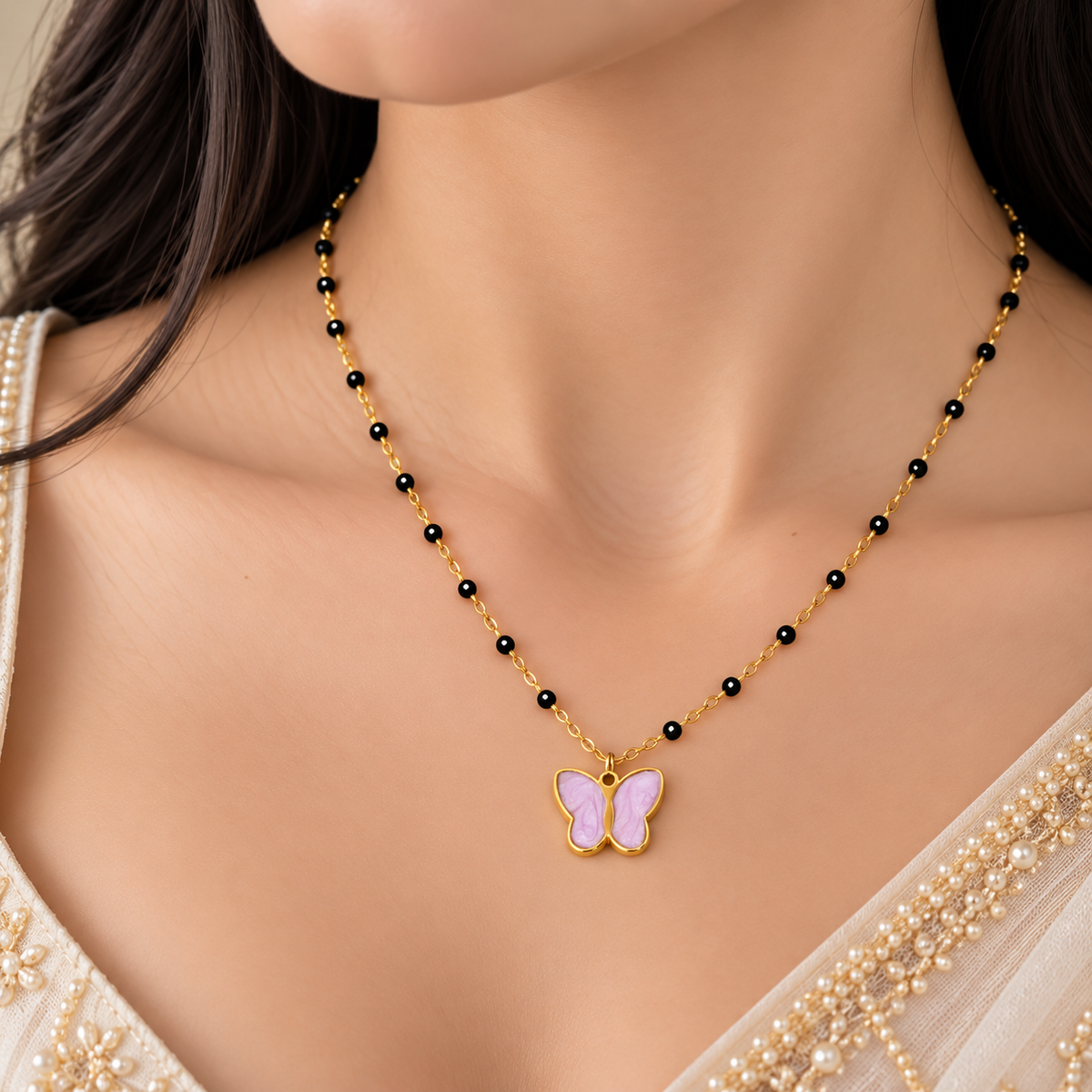 Blush Butterfly Mangalsutra