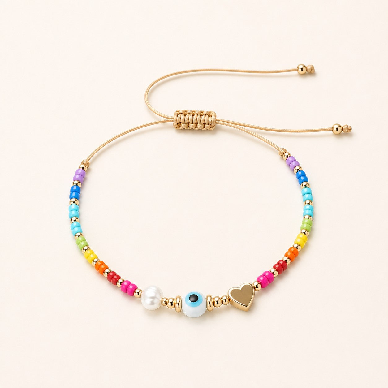 Evil Eye & Heart Colorful Beaded Rakhi