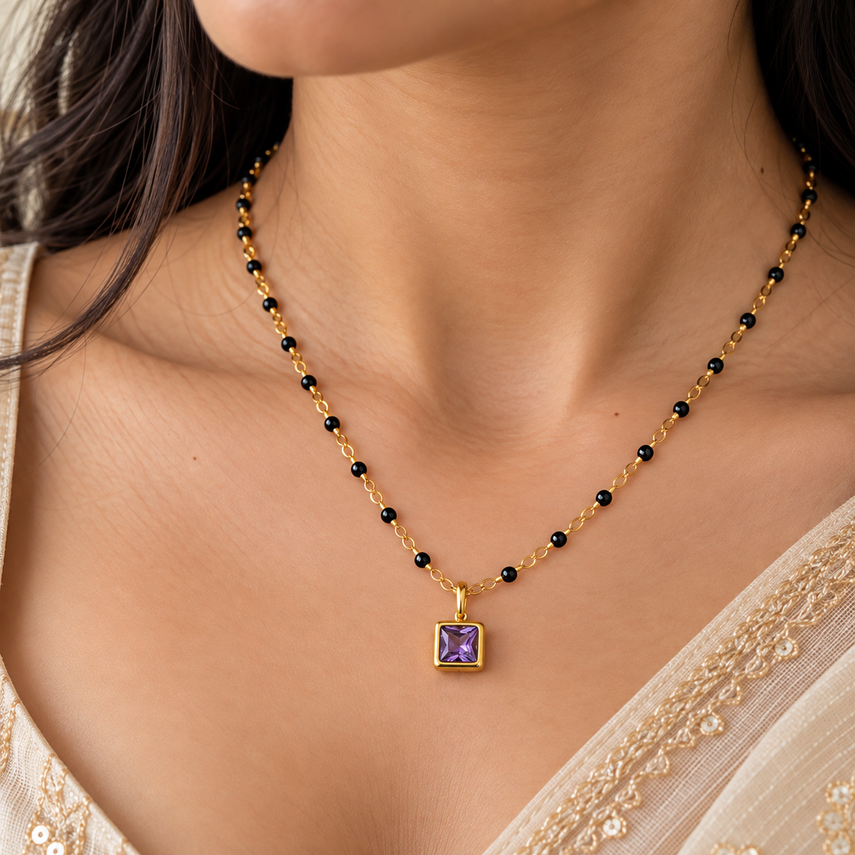 Amethyst Solitaire Mangalsutra