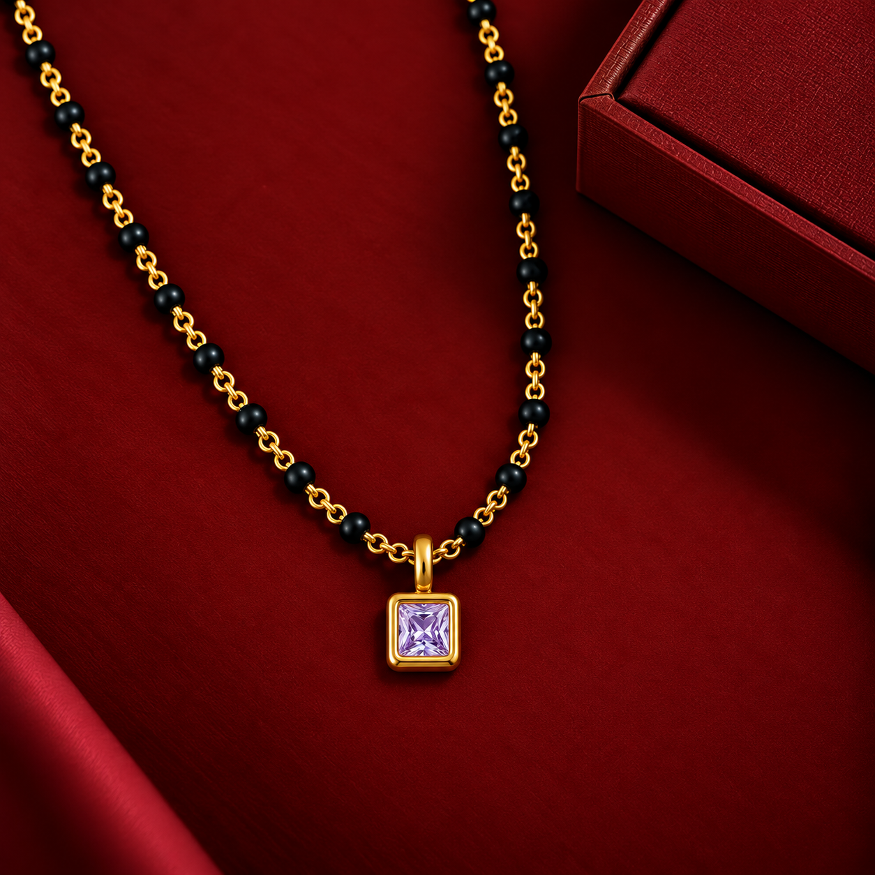Lavender Amethyst Solitaire Mangalsutra