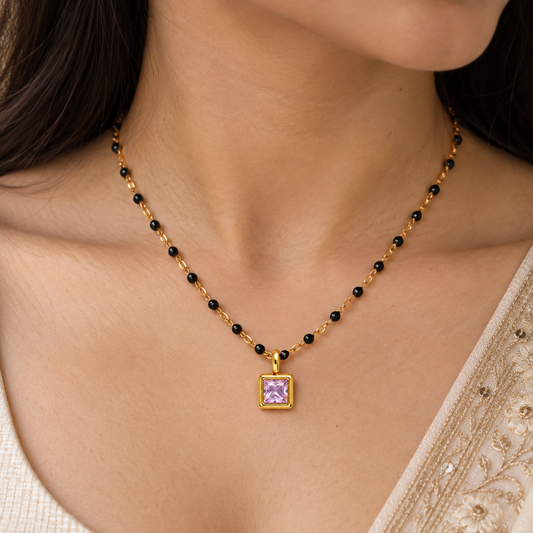 Rose Quartz Solitaire Mangalsutra