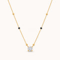 Black Bead Station Necklace