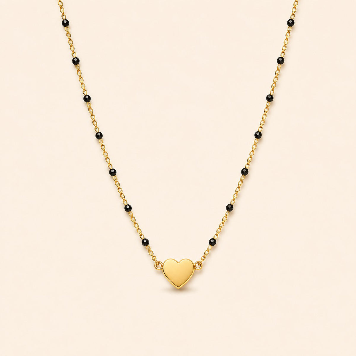 Classic Black Beaded Heart Mangalsutra
