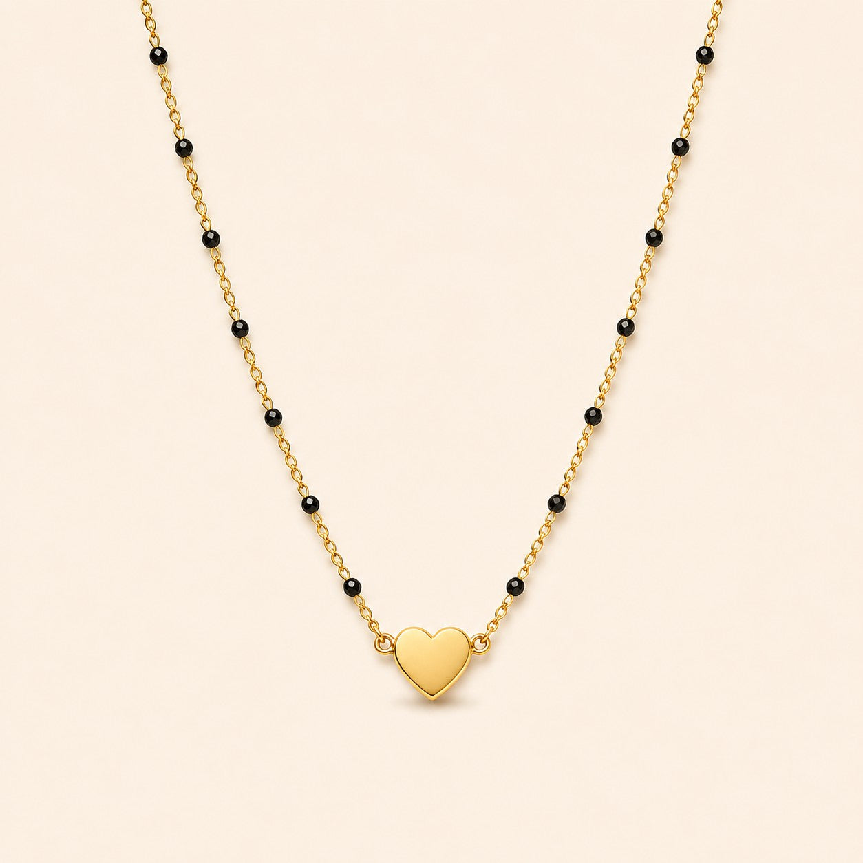 Classic Black Beaded Heart Mangalsutra