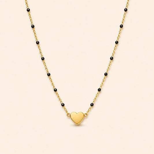 Classic Black Beaded Heart Mangalsutra