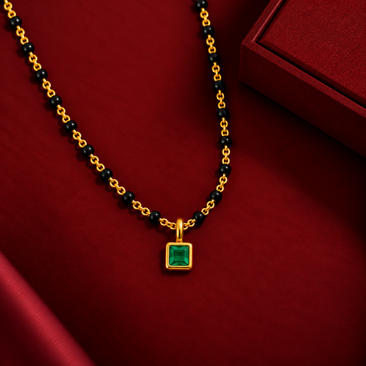 Emerald Solitaire Mangalsutra