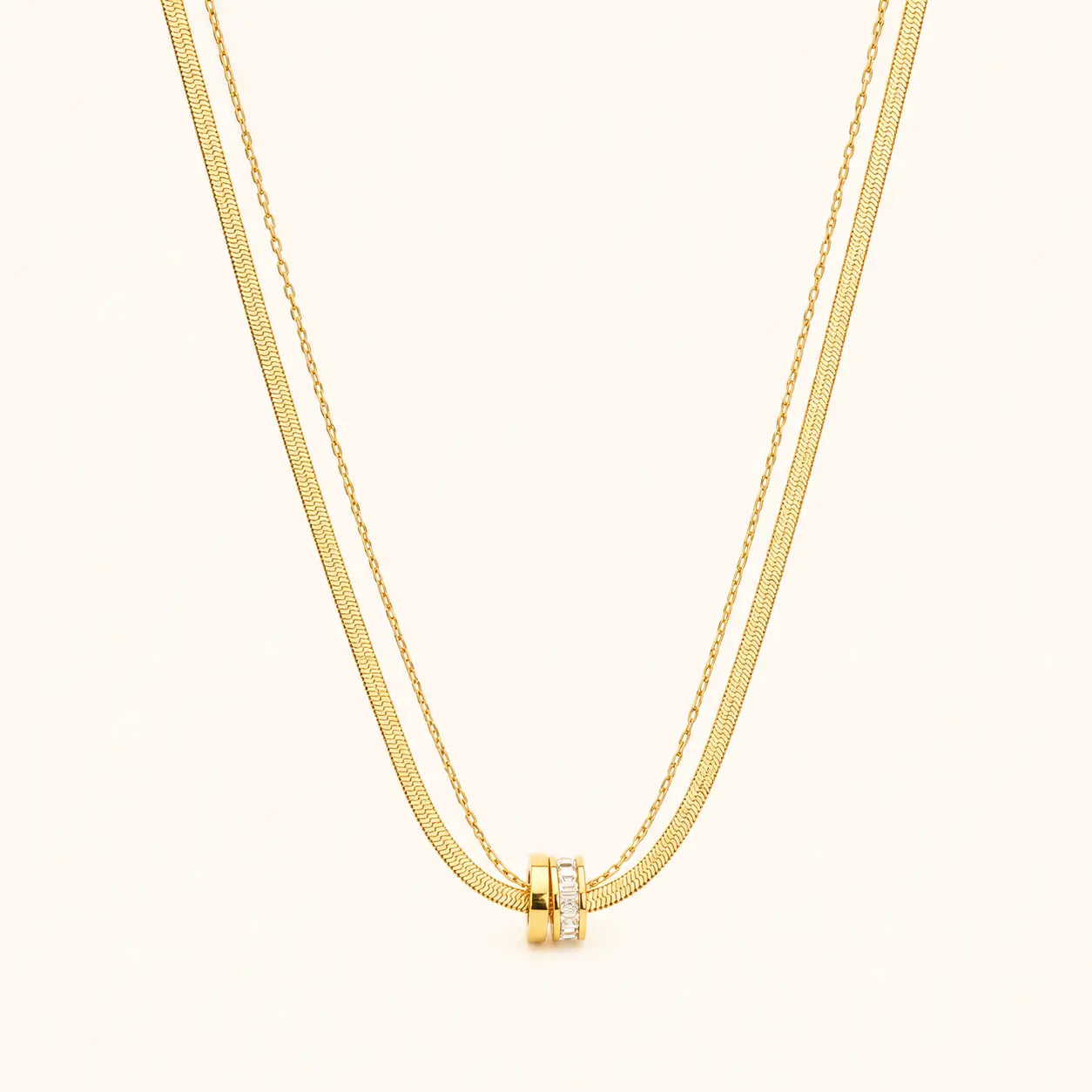 Layered Gold Chain Pendant Necklace