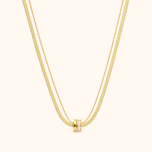 Layered Gold Chain Pendant Necklace