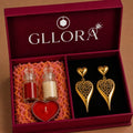 Golden Heart Lace Drop Earrings