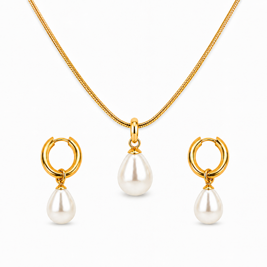 Elara Pearl Drop Jewellery Set