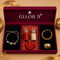 Evil Eye Rakhi With Gold Braided Bracelet And Gold Ring