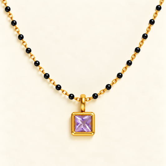 Lavender Amethyst Solitaire Mangalsutra