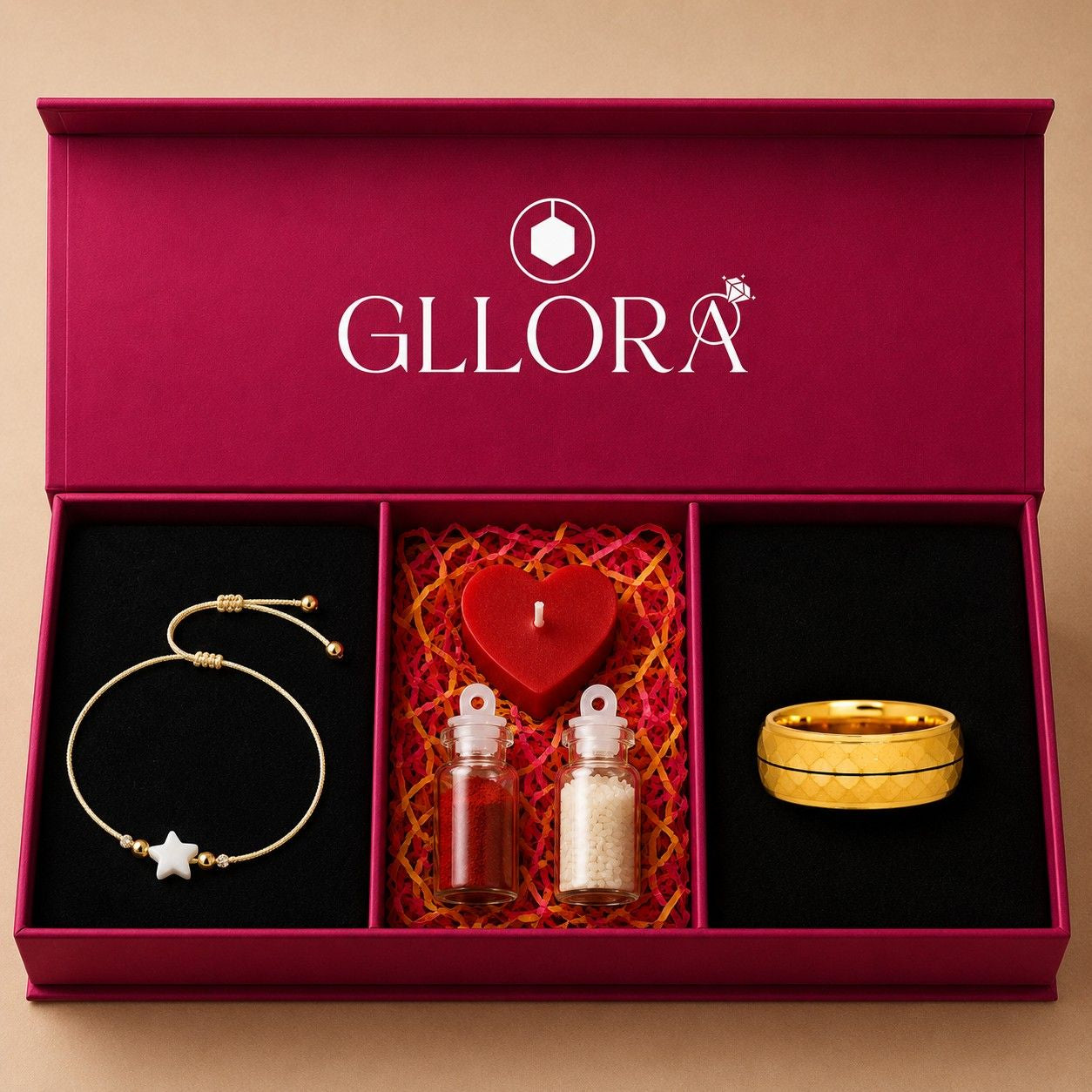 Colorful Rakhi With Classic Gold Ring
