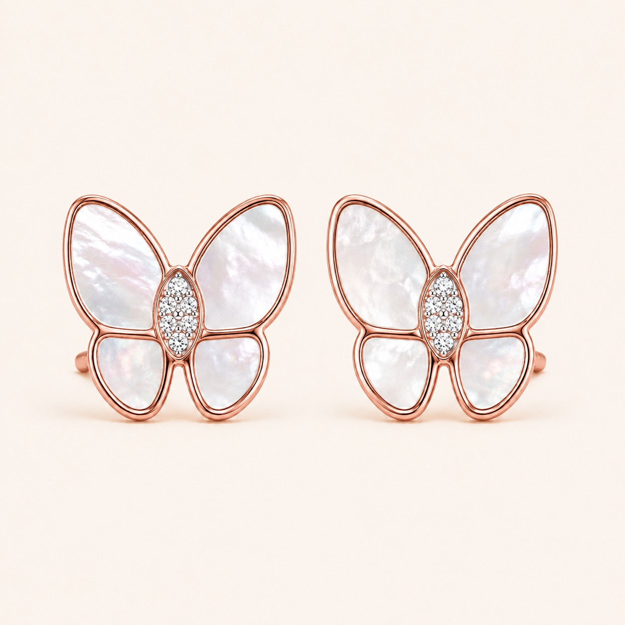 Gllora Rosé Flutter Butterfly Stud Earrings