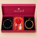 Colorful Rakhi With Braided Gold Bracelet