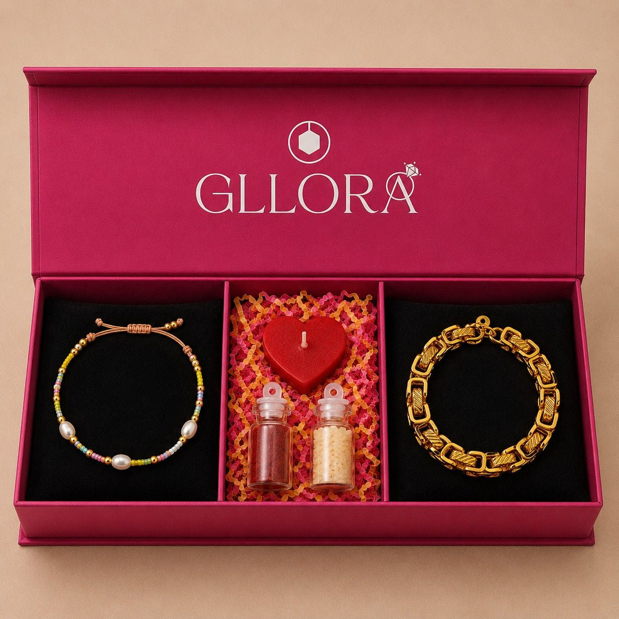 Pearl Rakhi With Boxy Intelinked Bracelet