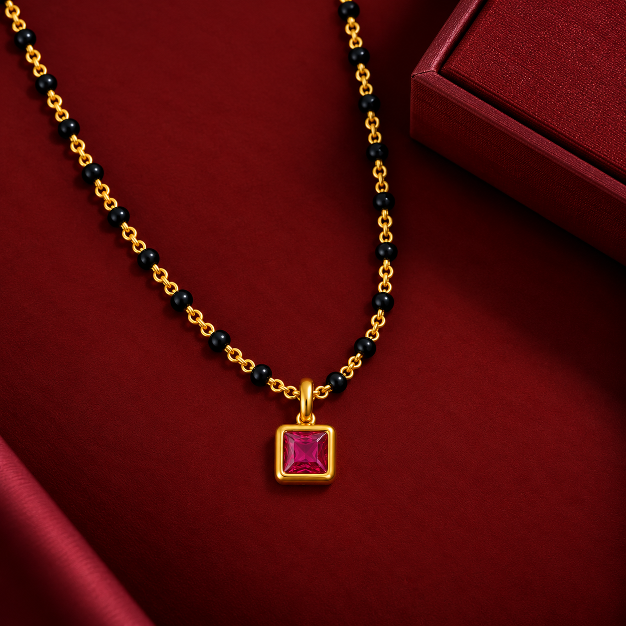 Ruby Pink Solitaire Mangalsutra